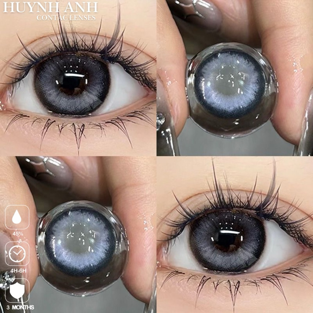 Lens Mắt Kính Áp Tròng xanh đen hạt gạo tây ray blue Dia 14.5mm Gdia 14.3mm