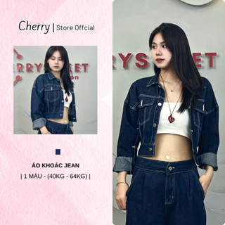 Áo khoác jean nữ CHERRY dáng croptop vải bò xịn sẻ tay sành điệu T132