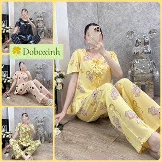 Đồ Bộ Tole Nữ, Bộ Lanh Mặc Nhà VNXK, Quần Dài Áo Cổ Tròn Thiết Kế doboxinh