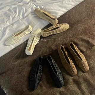 (HÀNG SẴN form 1.5)Giày bệt da mềm kiểu dáng lạ mũi vuông da mềm The Fengliya thu đông 2024 - F 9658