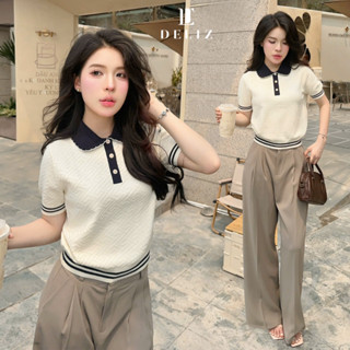 [MỞ BÁN] Áo len nữ cổ sen polo phối cúc dệt vân nổi dáng trơn basic len lông thỏ PL30 DELIZ