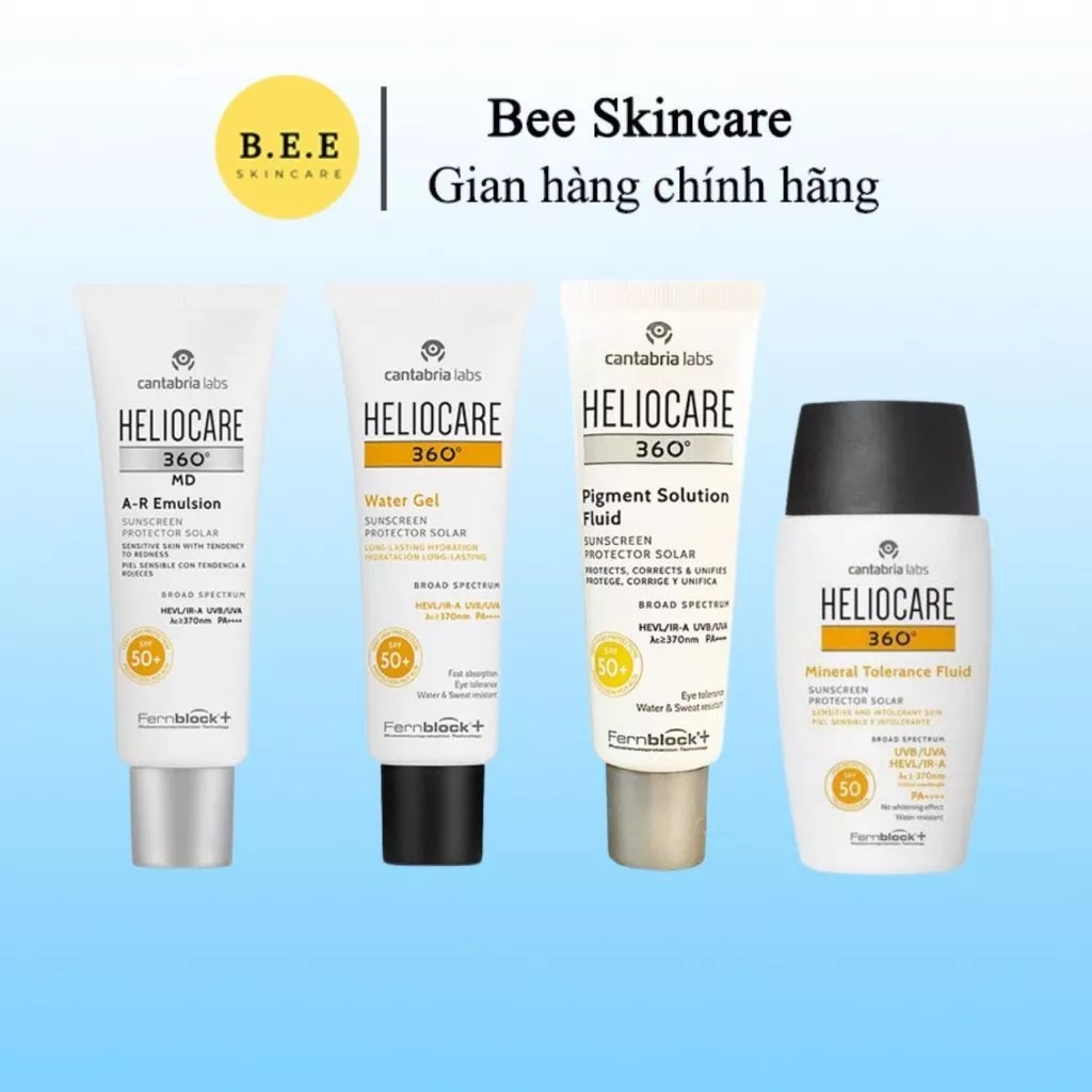 Kem chống nắng Heliocare Water Gel, Mineral, Pigment, Age Active, A-R Emulsion Bee Skincare