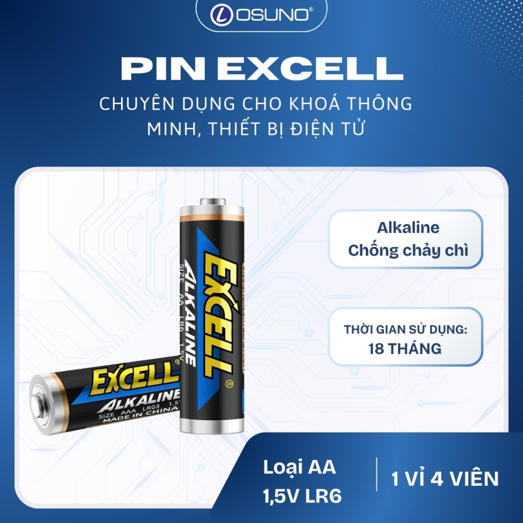 Pin EXCELL Chính Hãng - Giải Pháp Năng Lượng Tin Cậy Cho Khóa Vân Tay [ 1 vỉ 4 viên]