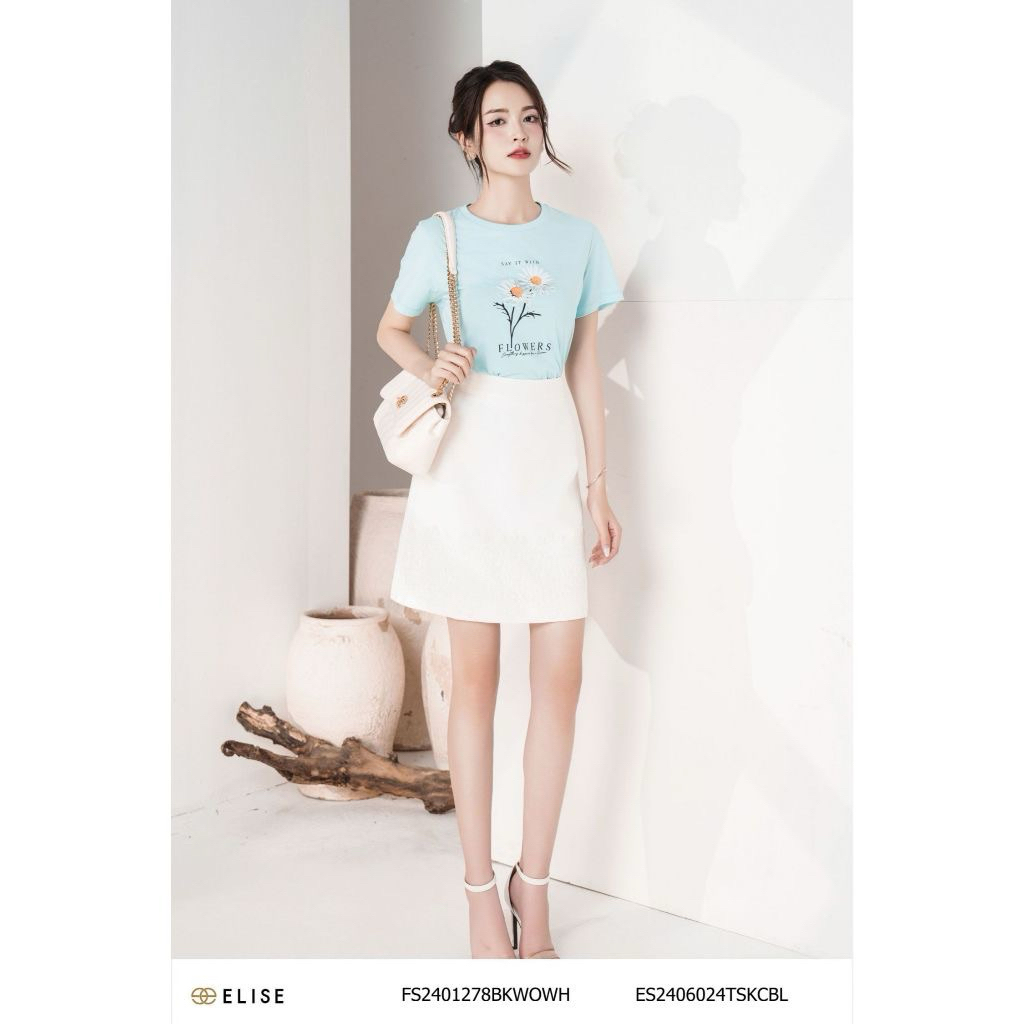 Thanh lý Chân váy trắng gấu phủ ren hoa Elise (chính hãng) size S