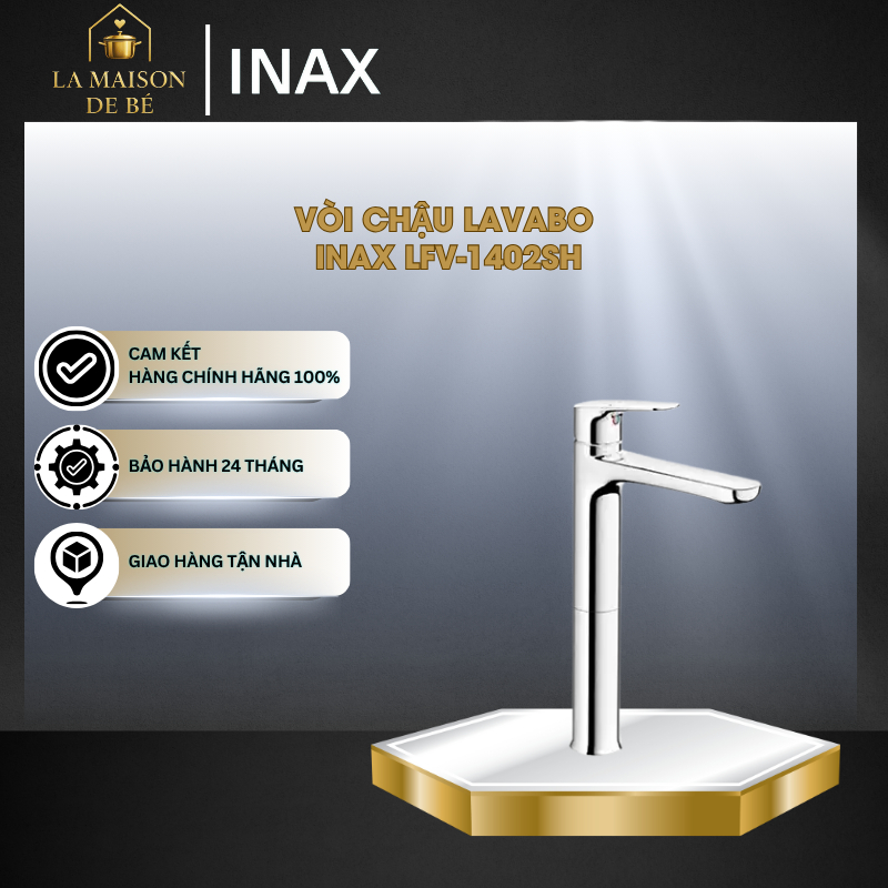 Vòi Chậu Lavabo Nóng Lạnh INAX LFV-1402SH - Van Gật Gù - Thiết Kế Cổ Cao Hiện Đại - LMS