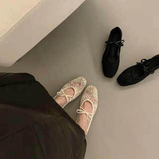 ( HÀNG SẴN ) Giày lưới ren mũi vuông độn đế phối nơ quai chun MLC mẫu mới 2025 798-12