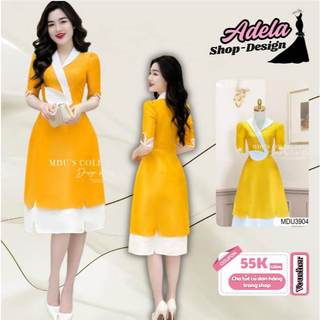 Váy Tafta ADELA DESIGN Dáng Váy Xòe,Thiết Kế Cổ Tim Bắt Mắt MDU3904