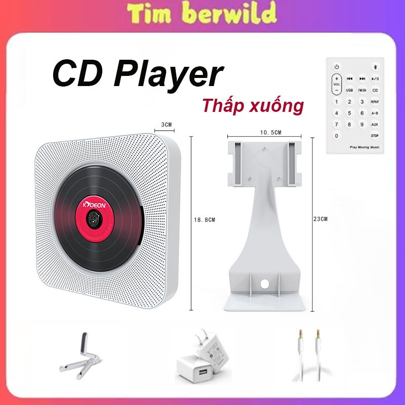 CD Player sạc pin không dây nhiều chức năng, CD Player, USB, Bluetooth - Máy phát nhạc nhiều chức nă