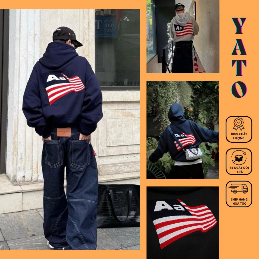 Áo Khoác Hoodie Zip Aastu Form Rộng, Áo Khoác Nam Nữ Boxy Chất Nỉ Bông Hình Lá Cờ Cực Xịn Hot Trend-