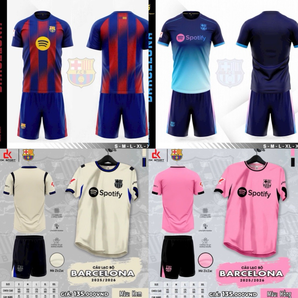 BỘ ĐỒ ĐÁ BÓNG, ĐỒ ĐÁ BANH CLB BARCA MÙA GIẢI MỚI NHẤT CHẤT VẢI CAO CẤP THOÁNG MÁT