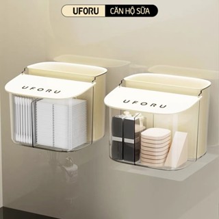 Hộp Đựng Bông Tẩy Trang Đa Năng Dán Tường UFORU Có Nắp Đậy Chống Bụi Chia Ngăn Tiện Lợi - UFM182