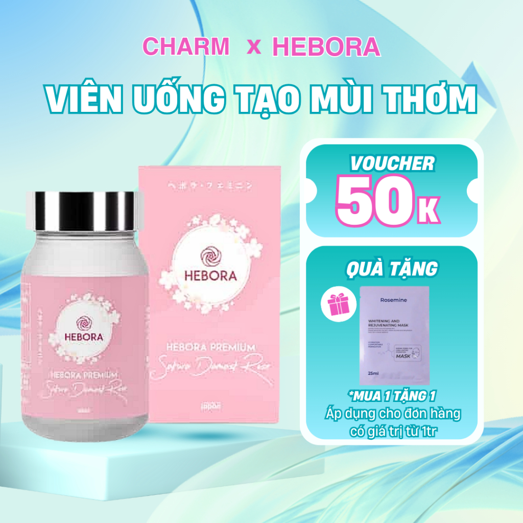 Viên Uống Tạo Mùi Thơm Cơ Thể Hebora Premium Sakura Damask Rose 60 Viên Nhật Bản.