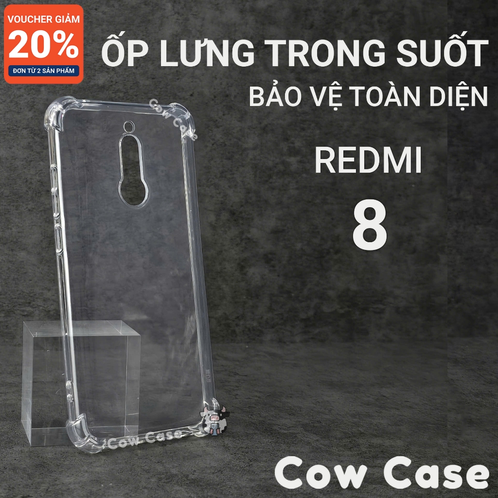 Ốp lưng Redmi 8, 8A Cow case trơn trong suốt | Ốp điện thoại Xiaomi dẻo bảo vệ camera đt toàn diện