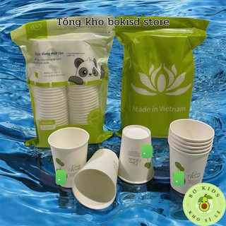  SỈ COMBO 20 Lố = 1000 Cốc giấy dùng 1 lần Ly giấy gấu trúc dùng 1 lần chịu nhiệt dung tích 230ml 