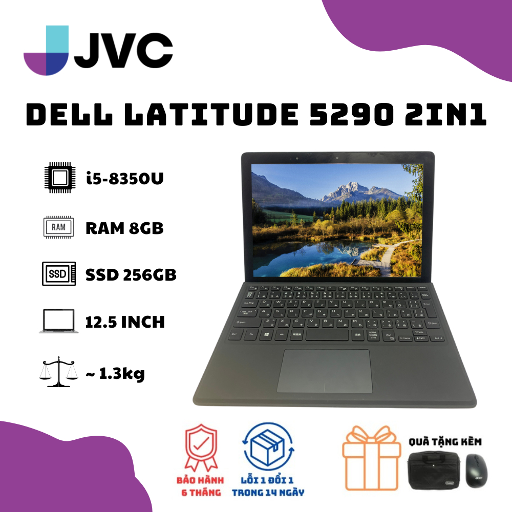 Laptop giá rẻ Dell Latitude 5290 2in1 Cảm ứng Core i5-8350U RAM 8GB SSD 256GB 12.3inch | BigBuy360 - bigbuy360.vn