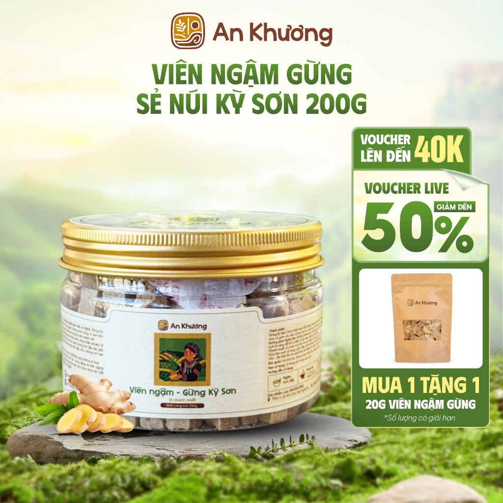Viên Ngậm Gừng An Khương, Cay thơm đậm vị, Giảm Ho, Đau Bụng Kinh, Giải Cảm - Gừng Kỳ Sơn