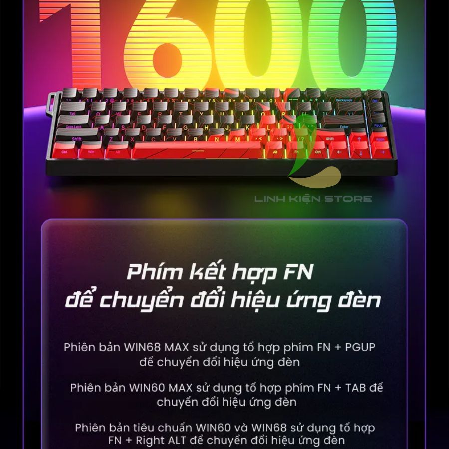 Bàn Phím Cơ Gaming HOSAN AULA Win60 HE Có Dây Với 68 Phím Cơ Ấn Tượng | BigBuy360 - bigbuy360.vn