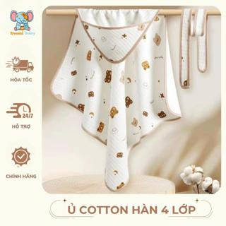 Khăn Quấn Thu Hè Cho Bé Sơ Sinh Có Mũ 4 Lớp , Ủ Kén Cho Bé mềm mại thoáng khí 85x85cm - HT608