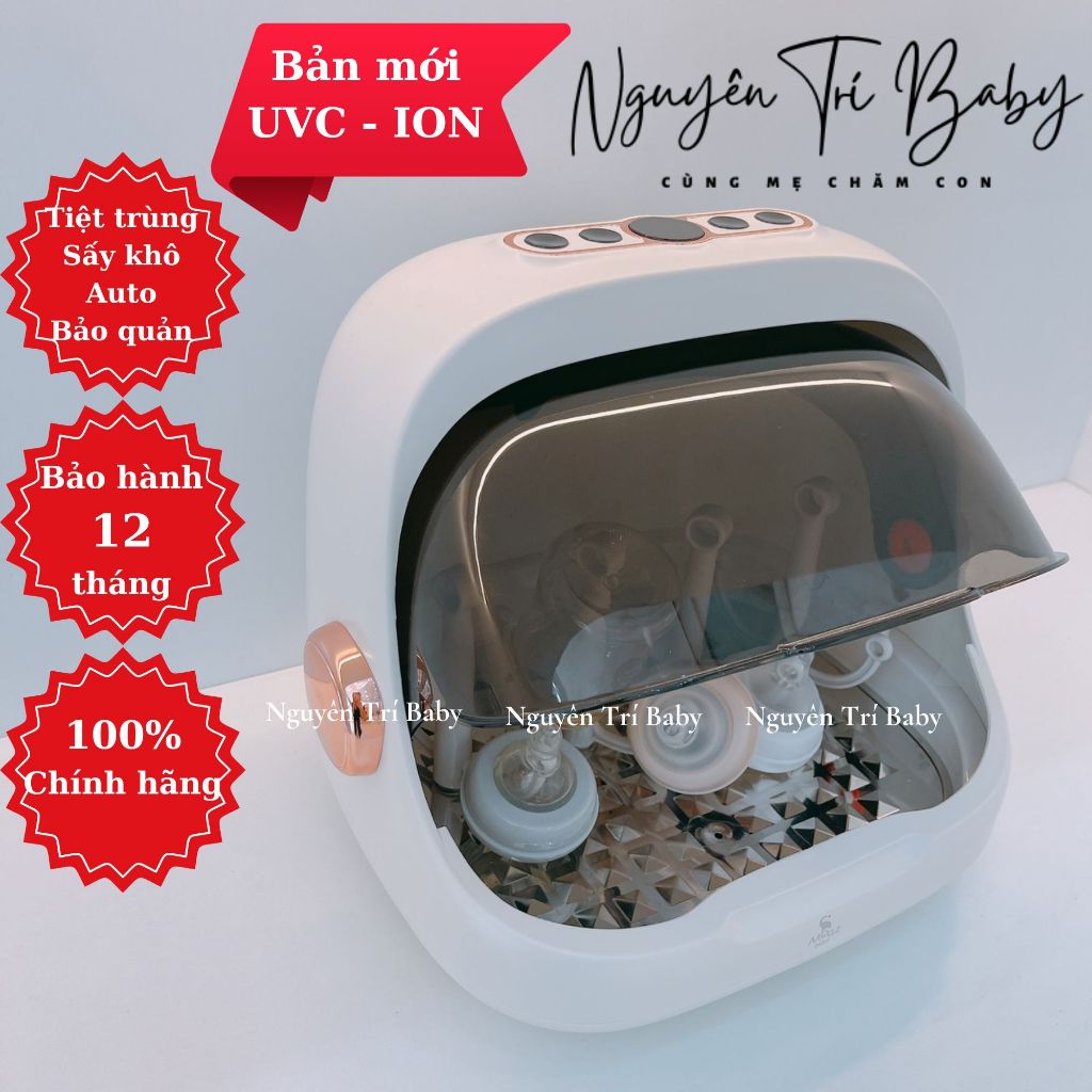 [MẪU MỚI - UVC-ION] Máy úp bình sữa tiệt trùng sấy khô uvc-ion Moaz bebe MB044 bảo quản 72h