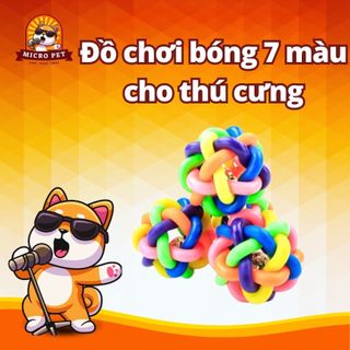  Bóng 7 màu đồ chơi cho chó mèo - banh nhựa đồ chơi cho thú cưng kèm lục lạc 
