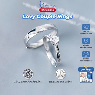 Nhẫn đôi bạc nam nữ S925 LOVY đính đá CZ, Nhẫn cặp freesize cặp đôi, Quà tặng người yêu - ND2521