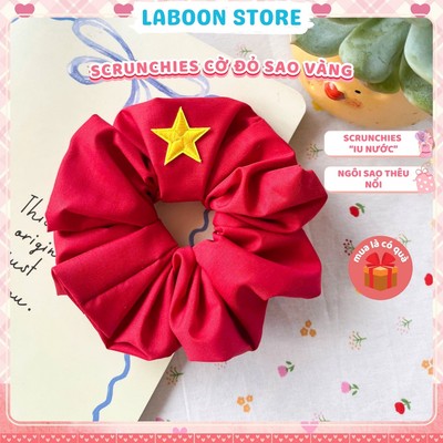 Dây buộc tóc scrunchie kẹp tóc cờ đỏ sao vàng phụ kiện tóc dịp lễ Trung thu kẹp tóc LABOON handmade