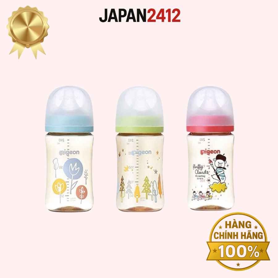 Bình ti Pigeon Nội Địa Nhật Bản 160ml-240ml ( Nhựa và Thuỷ tinh )