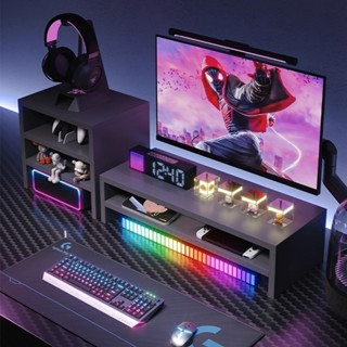 Kệ để màn hình TOPV kệ máy tính 1 2 tầng chất liệu gỗ để vừa bàn phím giá đỡ vi tính decor bàn setup