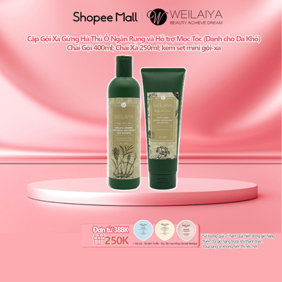 [Da Khô] Cặp Dầu Gội Weilaiya Chính Hãng Tinh Chất Gừng Hà Thủ Ô - Gội 400ml Xả 250ml
