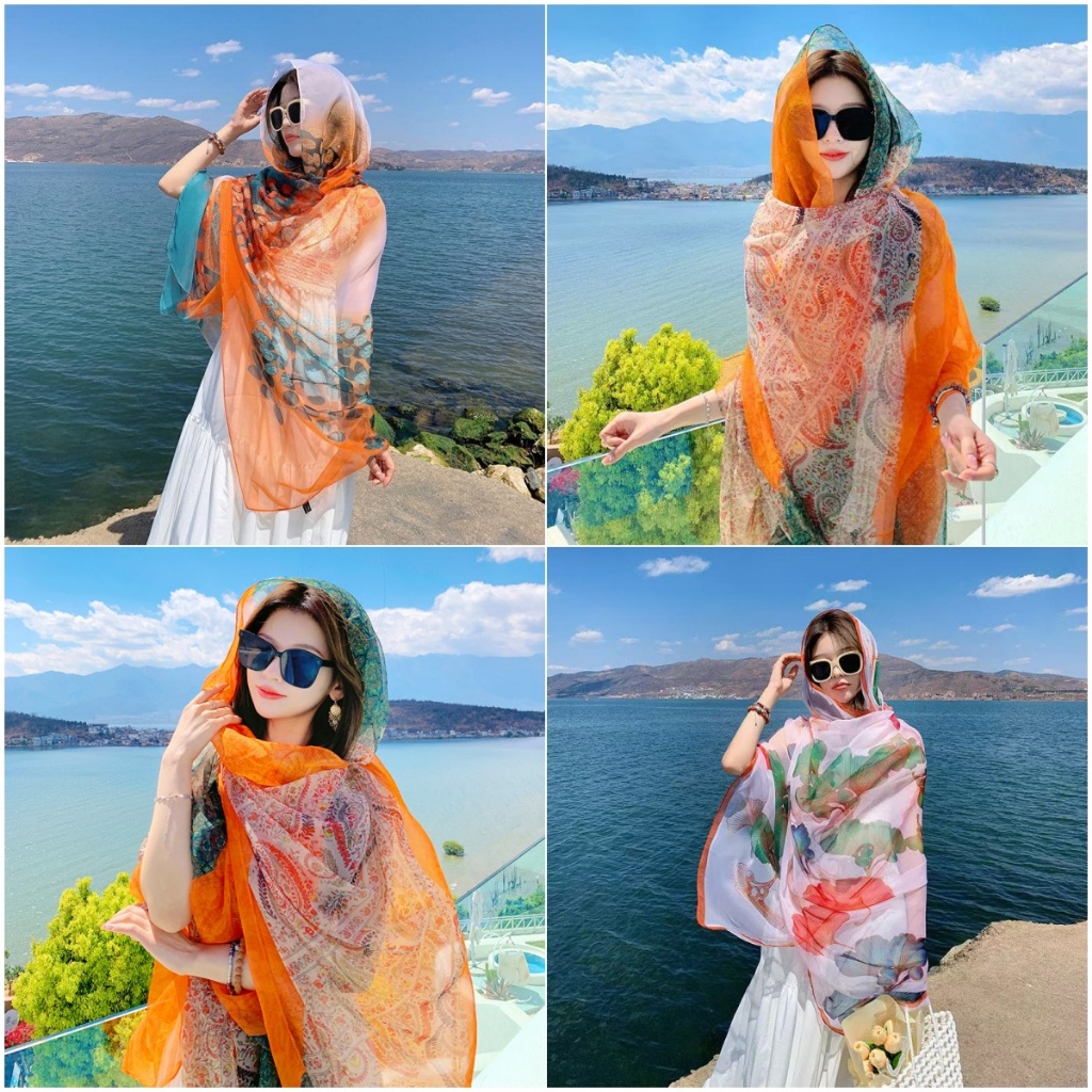 Khăn choàng nữ, mềm mại và mỏng, rộng rãi và dễ phối đồ, thích hợp cho những bãi biển mùa hè và chống nắng 180*135CM