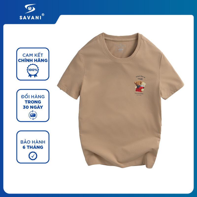 Áo T-shirt Ngắn Tay SAVANI, Áo Phông Nam Cổ Tròn Chất Cotton USA Cao Cấp MTC005S3