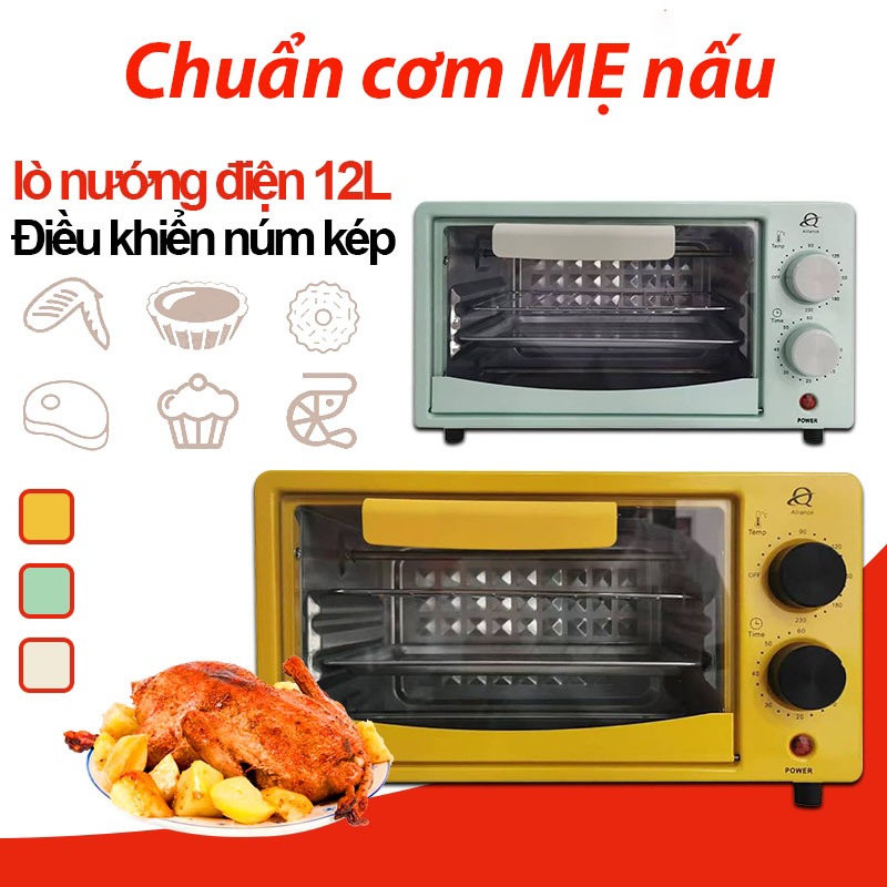 Lò nướng đa năng con vịt  vàng - Lò vi sóng mini dung tích 12L - Lò nướng điện mini công suất 800W nướng nhanh nóng