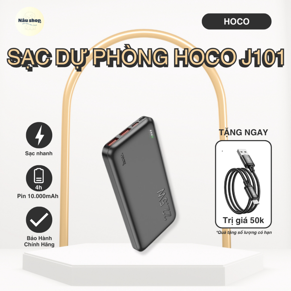 Hoco J101 10000mAh USB 3.0 22.5W, TypeC PD 20W sạc nhanh 2 chiều