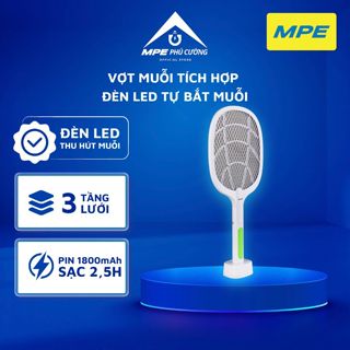 (CHÍNH HÃNG) MPE - Vợt muỗi thông minh 3 tầng lưới có đèn LED tự bắt muỗi Chính hãng MPE Phú Cường
