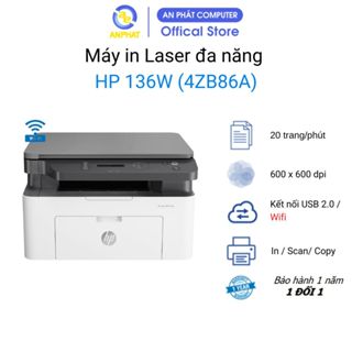  Máy in laser đen trắng đa chức năng HP Laser MFP 136a   136W  Đa năng Scan   IN   Copy  - Bảo hành chính hãng 12 tháng 