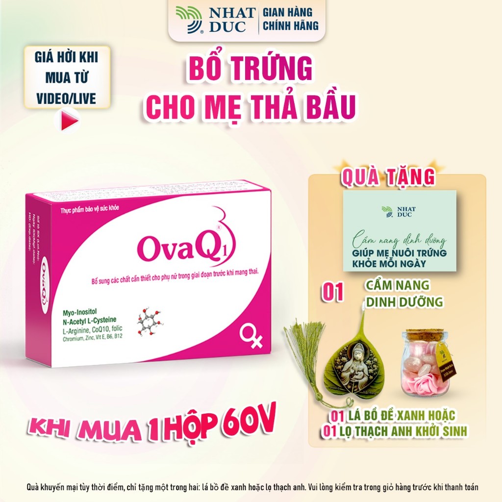 Bổ Trứng tpbvsk OvaQ1 mua 1 tặng cảm nang dinh dưỡng, canh trứng, bổ trứng- Nhật Đức
