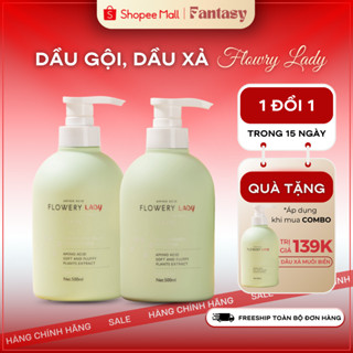 Combo dầu gội, dầu xả nước hoa muối biển Flowery LADY 500ml hỗ trợ ngăn ngừa gàu giúp tóc xuôn mượt