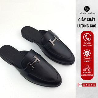 Sục Nam Da Mờ Lót Đen Chữ H Shop Giày Siêu Rẻ, Giày Sục Nam Cao Cấp Hở Gót Cá Tính Sang Trọng