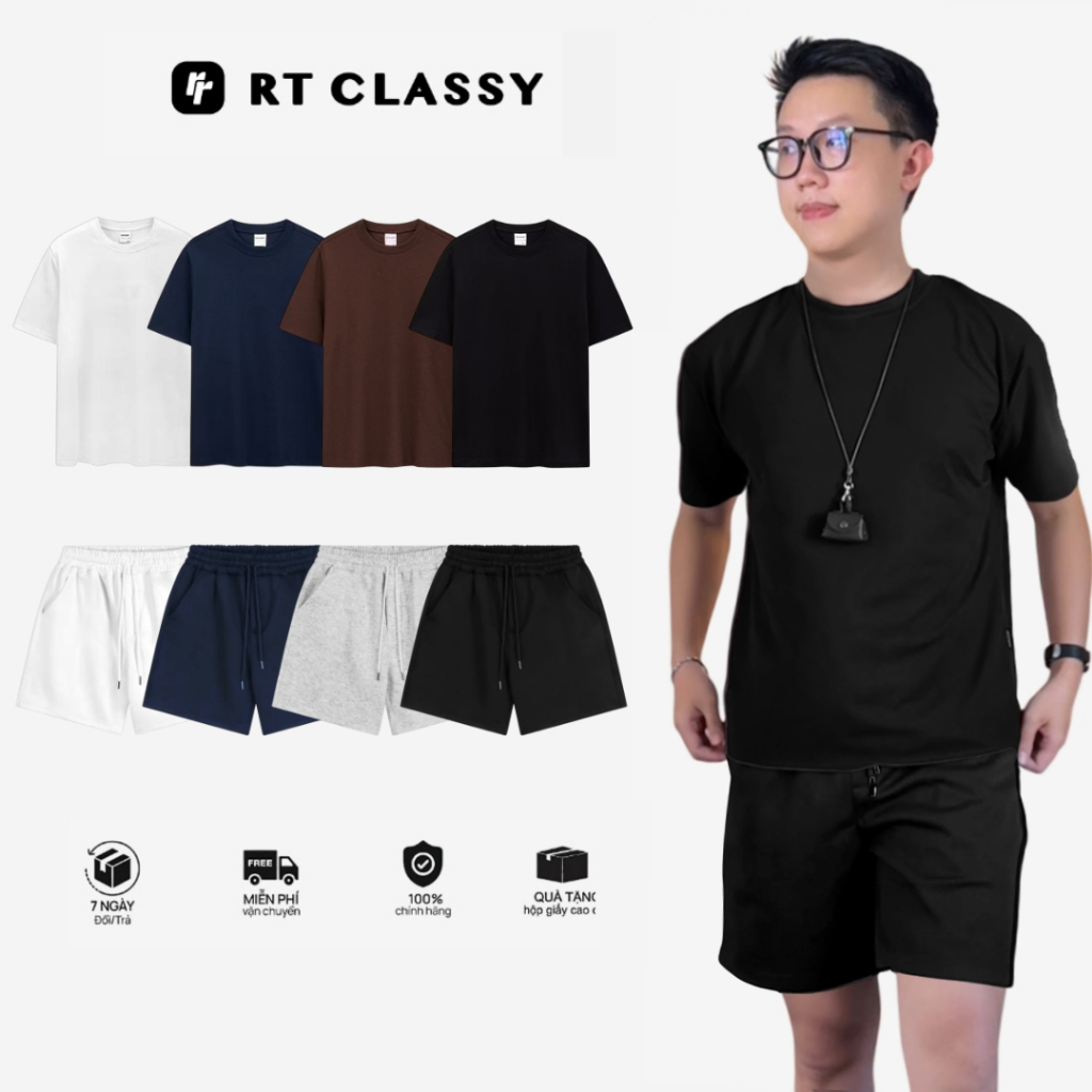 [Combo Fullbox]Áo Thun Basic RTCLASSY + Quần Short Cotton Pique Dày Dặn
