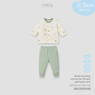 Nous Baby Bộ dài tay, bộ quần áo dài cho bé trai cài thẳng in họa tiết mềm mịn cho bé dưới 10.5kg BST T8