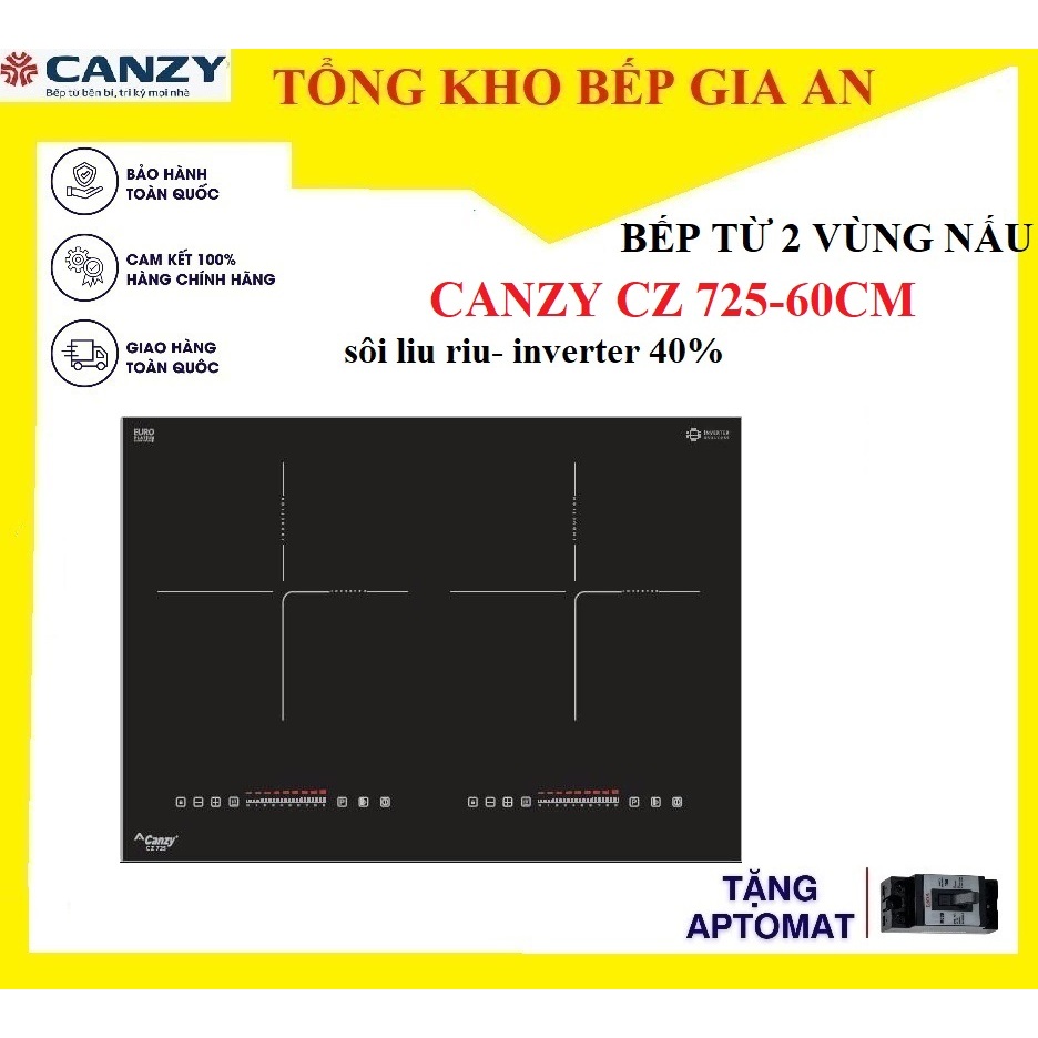 Bếp từ đôi canzy CZ 725- bếp điện từ kích thước nhỏ 60cm . bếp từ đôi âm bàn chính hãng bảo hành 3 n
