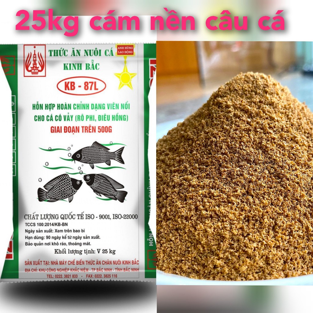 25kg cám câu KB-87L cám làm mồi câu cám nền màu vàng đẹp tơi