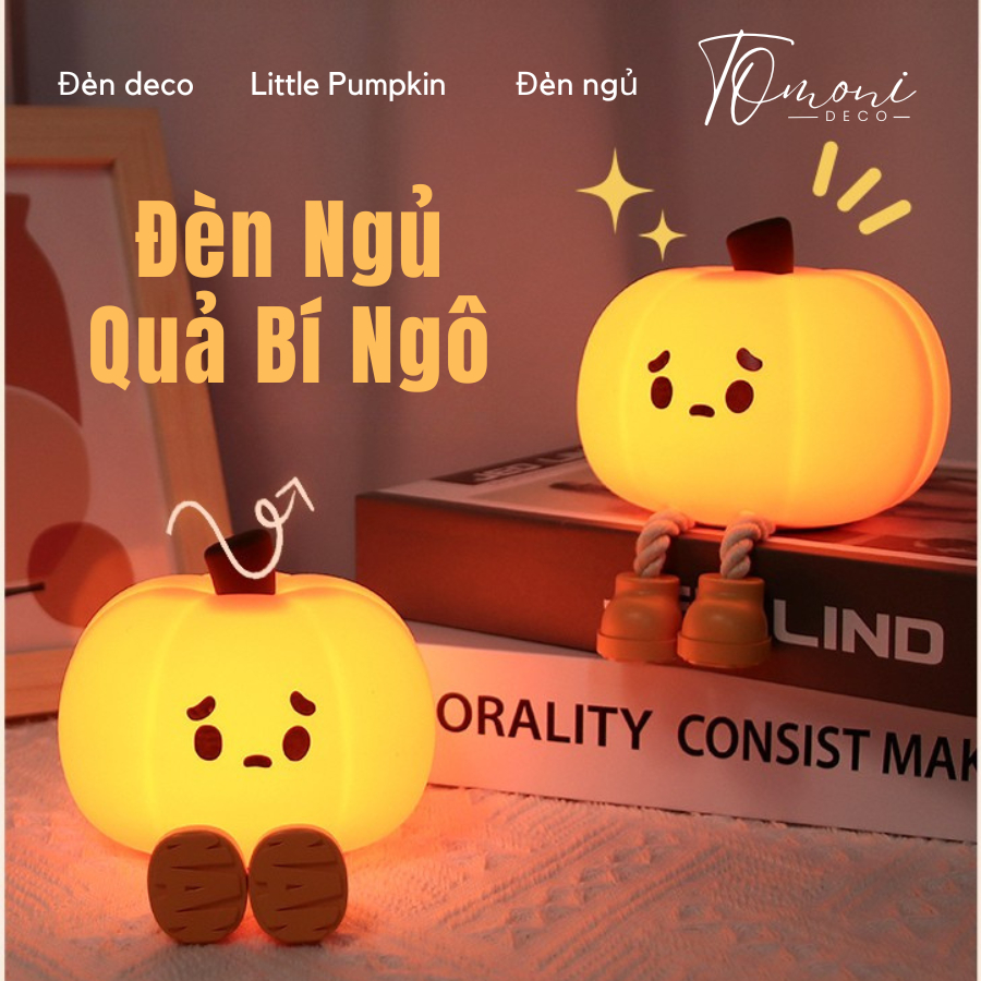 Đèn Ngủ Silicone Hình Quả Bí Ngô - Đèn Deco Trang Trí Bàn Làm Việc, Phòng Ngủ, Làm Quà Tặng