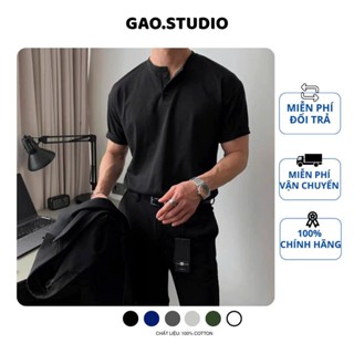 Áo Polo cổ tàu nam áo thun nam cổ tàu kiểu dáng Hàn Quốc form ôm nhẹ vải cotton mềm co giãn