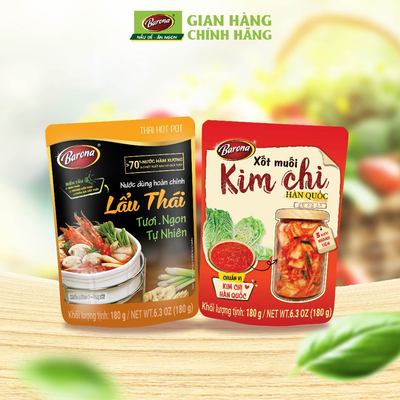 Combo 1 Gói Lẩu Thái BARONA và 1 Gói Xốt Muối Kim Chi Hàn Quốc BARONA
