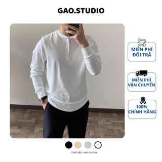 Áo Polo cổ tàu nam dài tay áo thun nam dài tay cổ tàu kiểu dáng Hàn Quốc vải cotton mềm co giãn