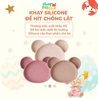 KHAY ĂN DẶM CHO BÉ SILICONE CHIPPIANCO - HÌNH GẤU VÀ HÌNH MÈO CÓ ĐẾ HÍT CHỐNG ĐỔ