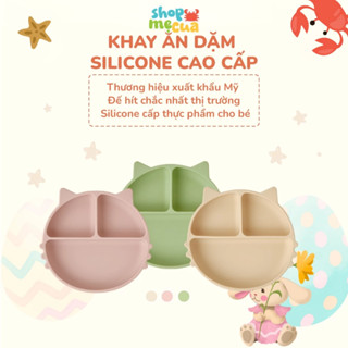 KHAY ĂN DẶM CHO BÉ SILICONE CHIPPIANCO - HÌNH MÈO VÀ HÌNH GẤU CÓ ĐẾ HÍT CHỐNG ĐỔ SILICONE