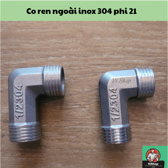 Co ren ngoài inox 304 phi 21.Co Inox, Co Ren Ngoài Inox 1/2 (21), Cút Ren Inox 21