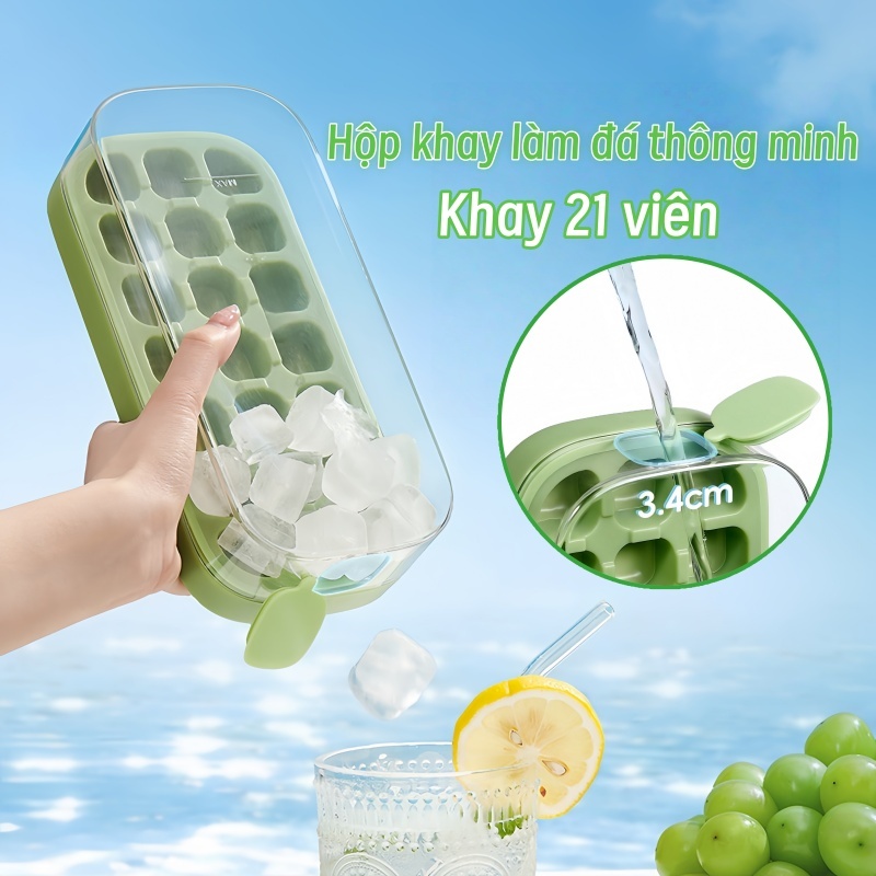 Khay Làm Đá/Làm Đá Silicon/Khay Đá/Hộp Khay Làm Đá Thông Minh Khay Đá 21 Viên Tiện Lợi Thông Minh